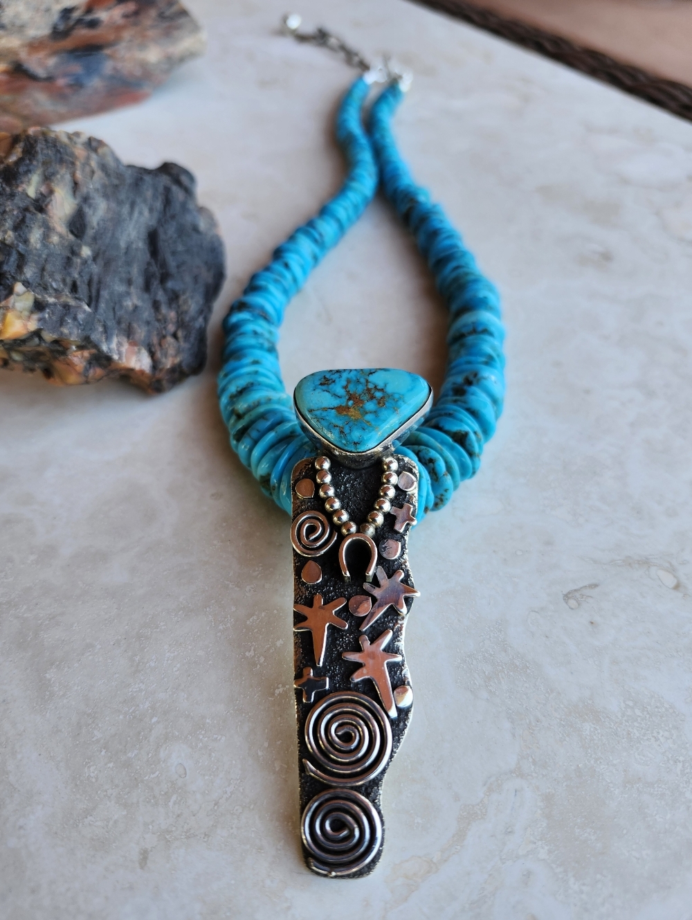 Sterling Silver Navajo Alex Sanchez Statement Necklace - Picture 8 of 17